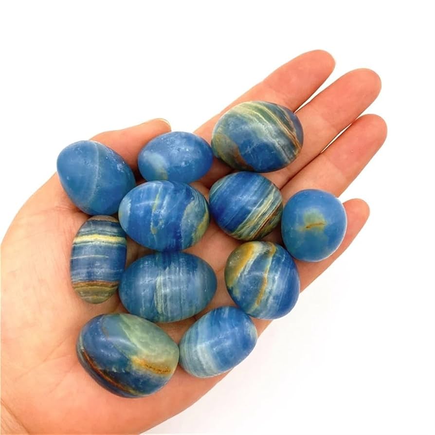 Amazon.co.jp: 天然石 100g 天然ブルー縞模様オニキス タンブル